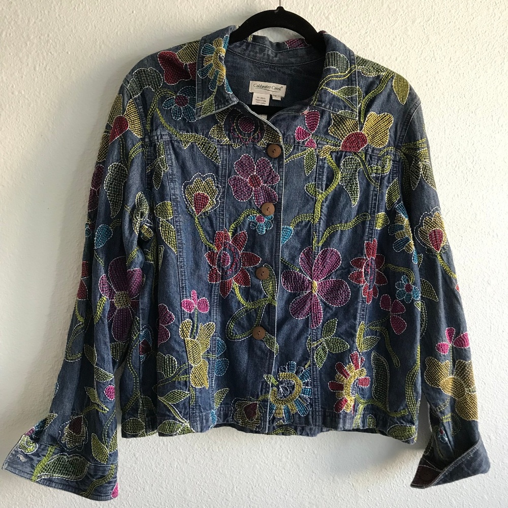 Coldwater Creek Embroidered Jean Jacket